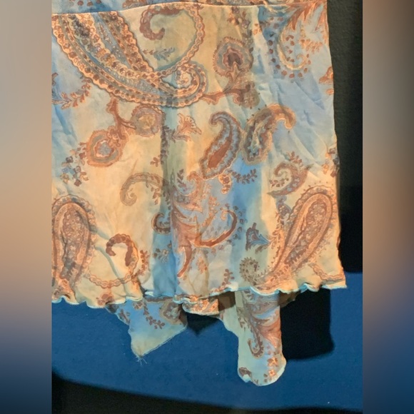 Cha Cha Vente mid dress blue with brown paisley pattern.  Light and fresh sz M - Picture 8 of 9